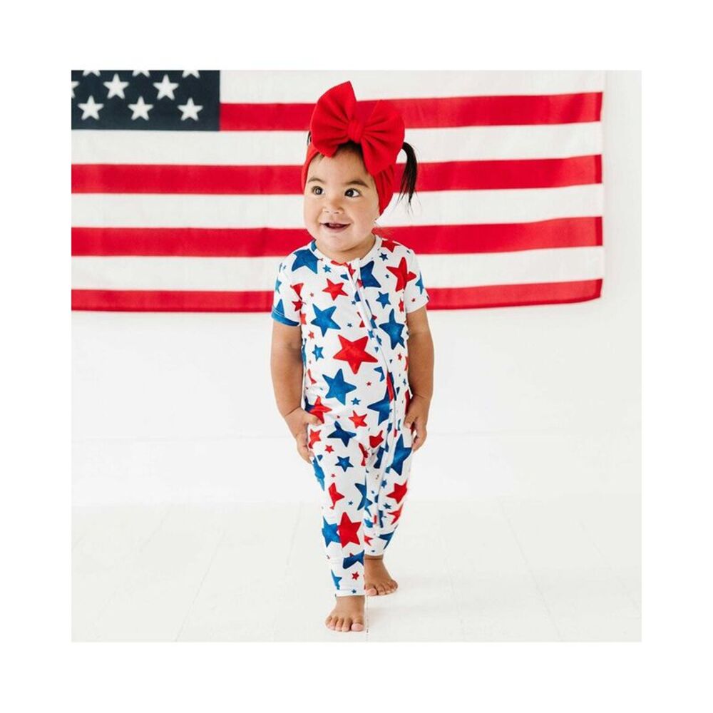 Bums & Roses Girls  Chill The Fourth Out Short Sleeve Romper, Multicolor